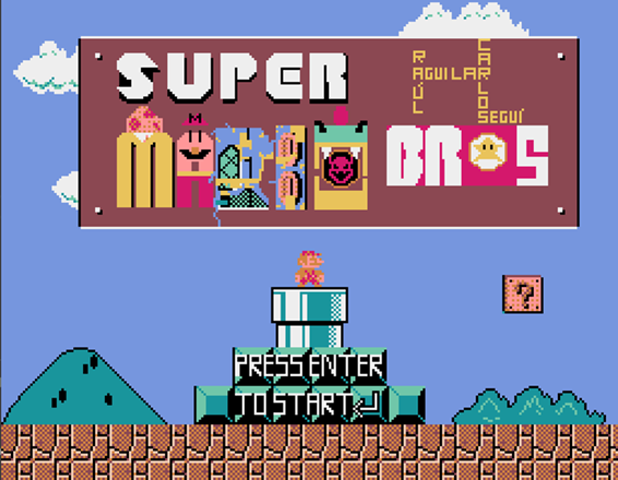 Pantalla de inicio del juego de Mario Bros